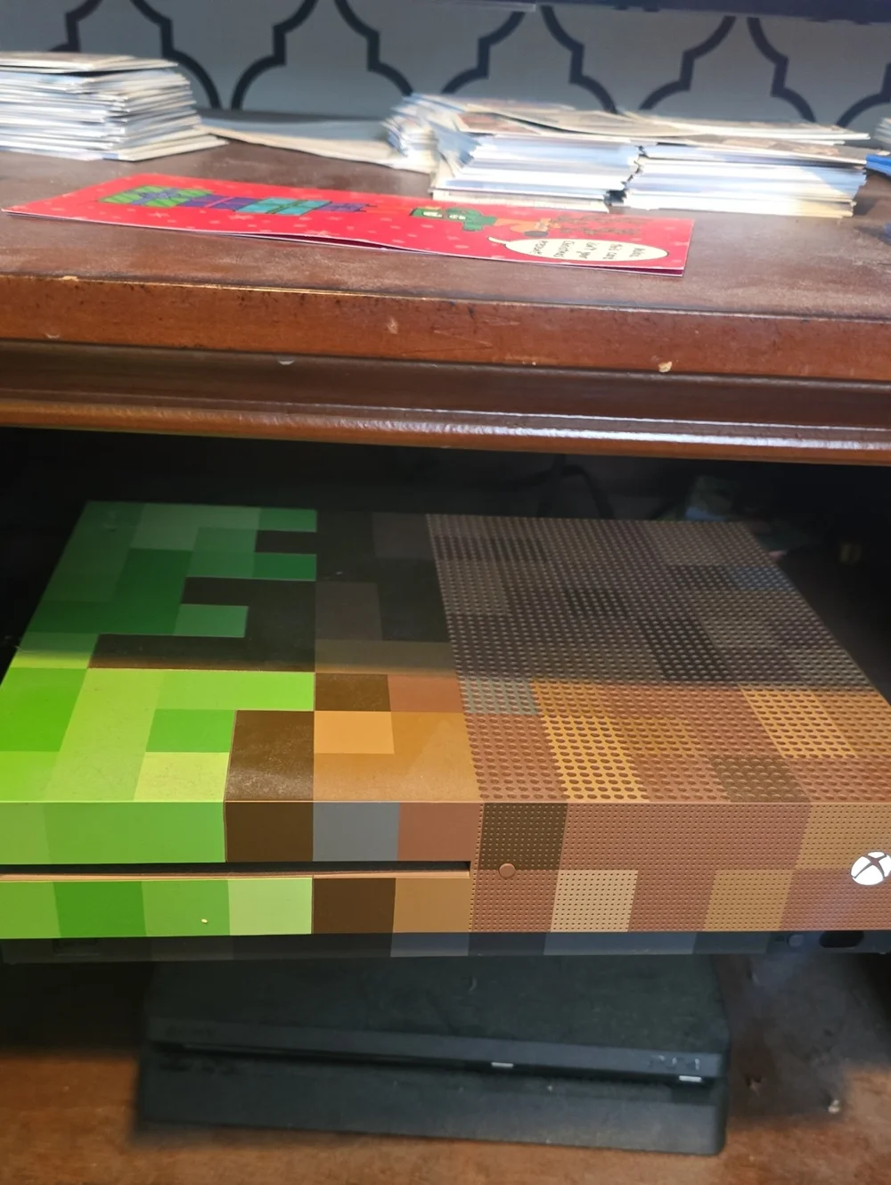 One S Minecraft Edition Console - Green/Brown Pixel Design